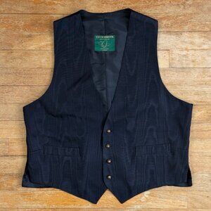 Vintage Mens Vest Size 42 1970s Shiny Black Formal Waistcoat  Shiny black twill
